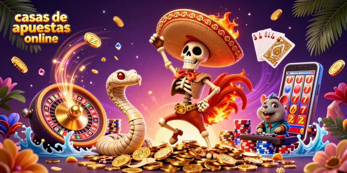 Apuesta en casas de apuestas online con una fiesta de ganancia mostrando personajes y elementos de juego vibrantes.