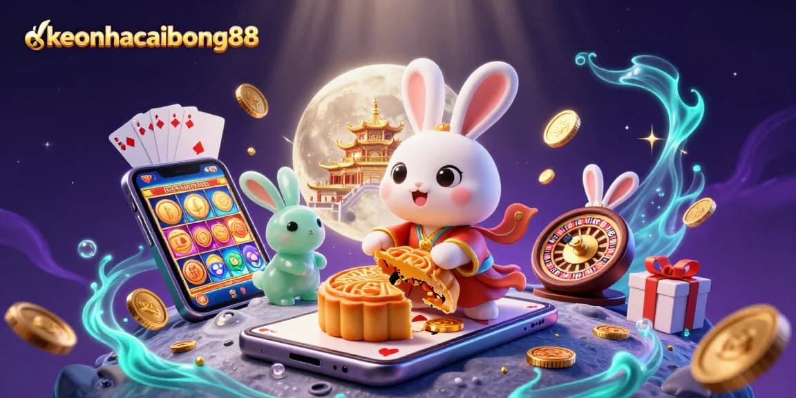 Join the 3D moon rabbit and jade companion at keonhacaibong88 for exciting casino gameplay