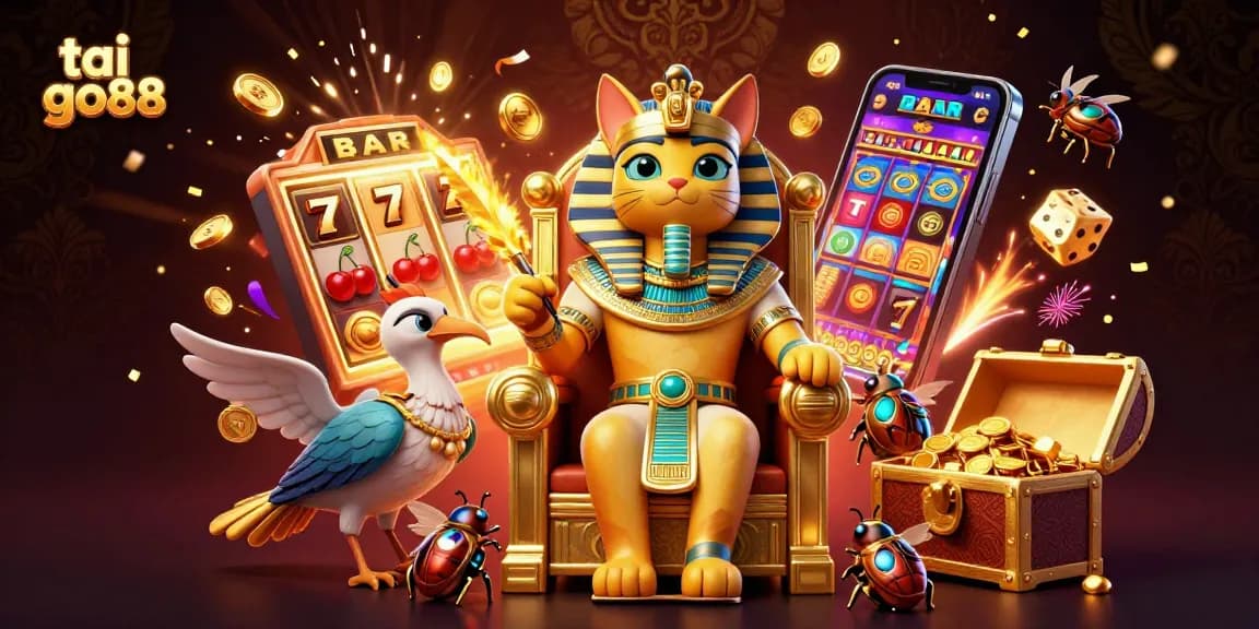 Experience the thrill of tai go88 with vibrant 3D casino elements and rich gold visuals.