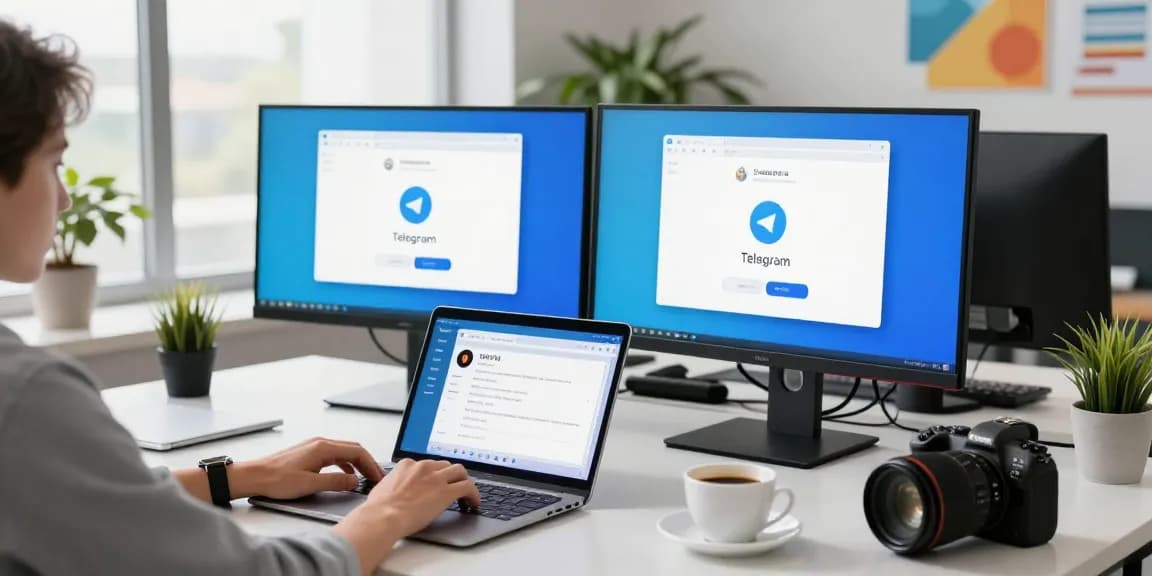 telegram china login guide with user configuring Telegram account setup in modern office