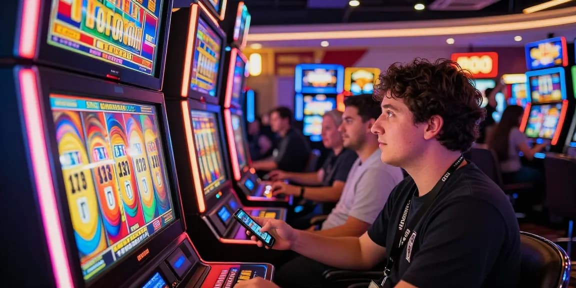A person enjoying the excitement of playing slots at a casino featuring a slot deposit 1000 promotion.