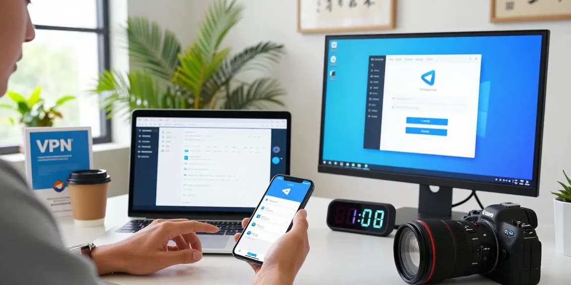 Step-by-step instructions in a bright workspace for telegram china login guide.