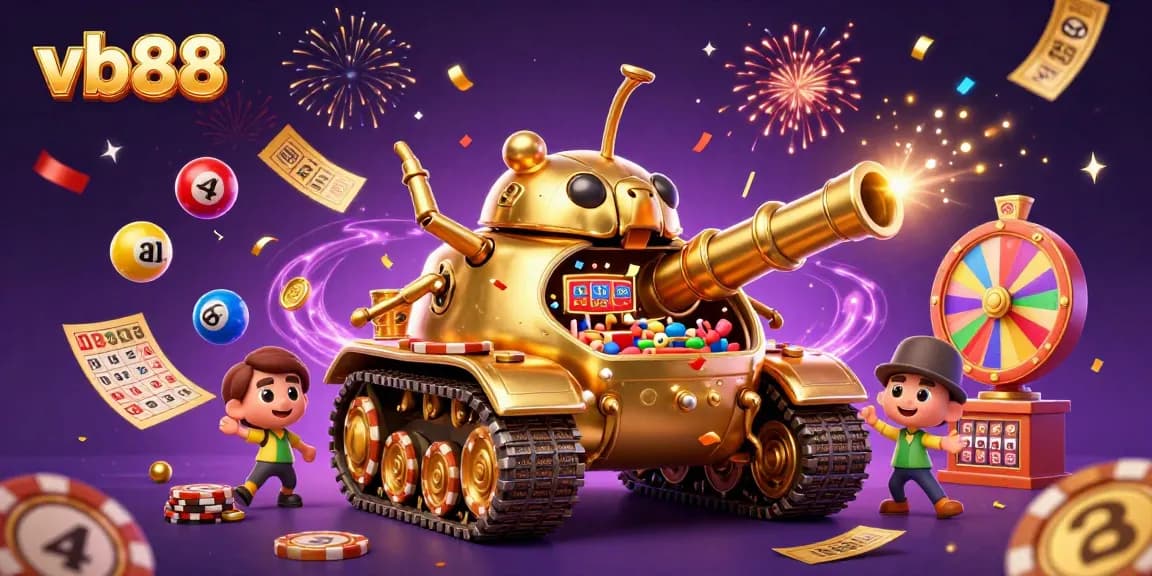 Engage with vb88's exciting casino experience inside a golden beetle tank bursting with prizes.