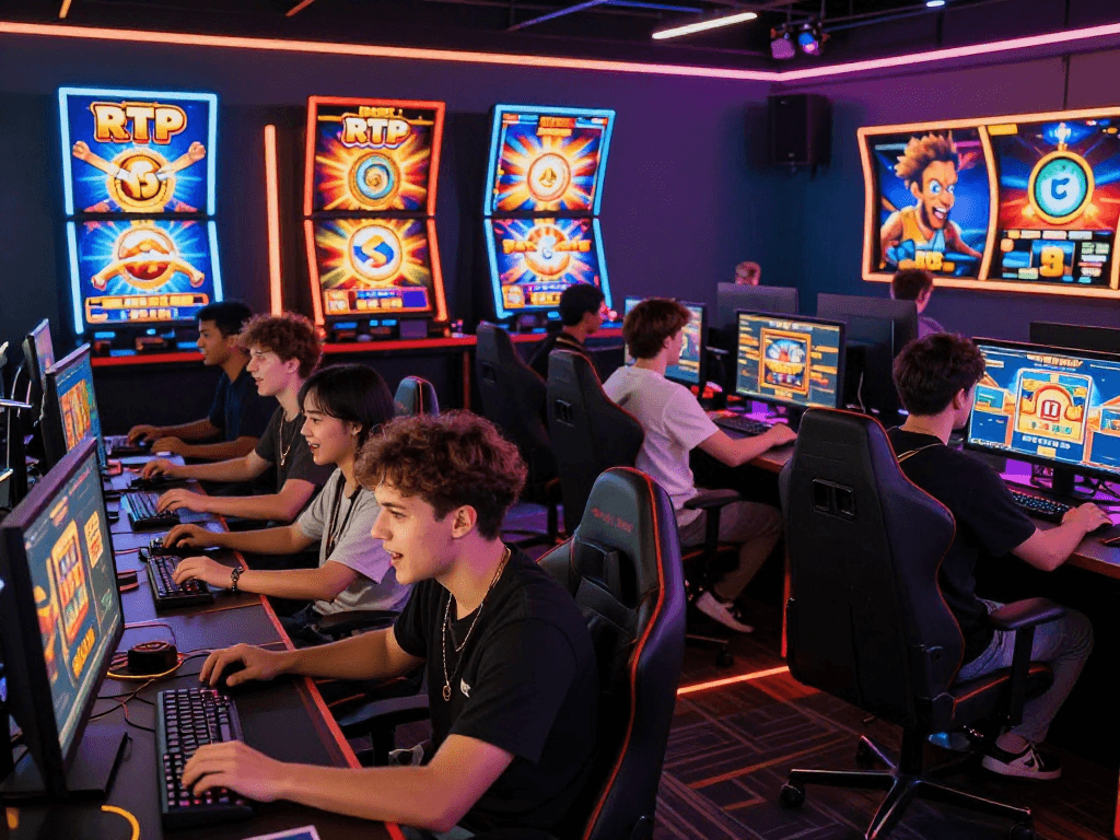 Exciting online gaming experience showcasing login togel action with diverse players enjoying high RTP slot games in vibrant environment.