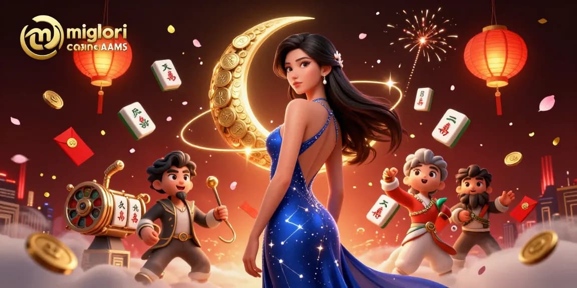 Vivi l'emozione dei migliori casino non AAMS con questa straordinaria illustrazione 3D che presenta rulli di slot e vivaci elementi da casinò.
