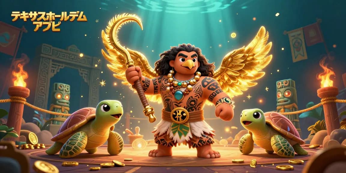 テキサスホールデム アプリを遊ぶための魅力的なキャラクターたちが描かれた3Dイラスト