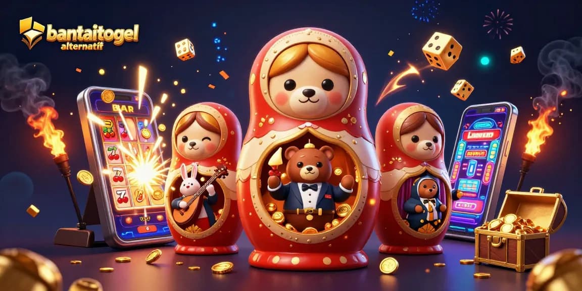 Experience the exciting world of bantaitogel alternatif with vibrant 3D casino illustrations and interactive games.