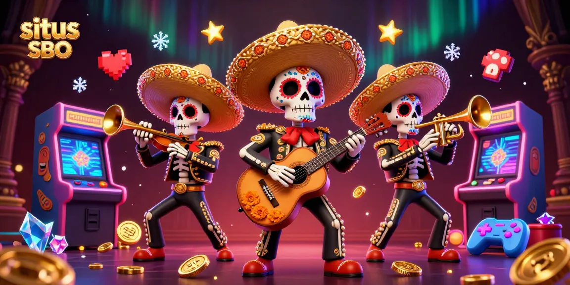 Engage in thrilling betting with situs login SBO featuring vibrant mariachi characters and gaming elements.
