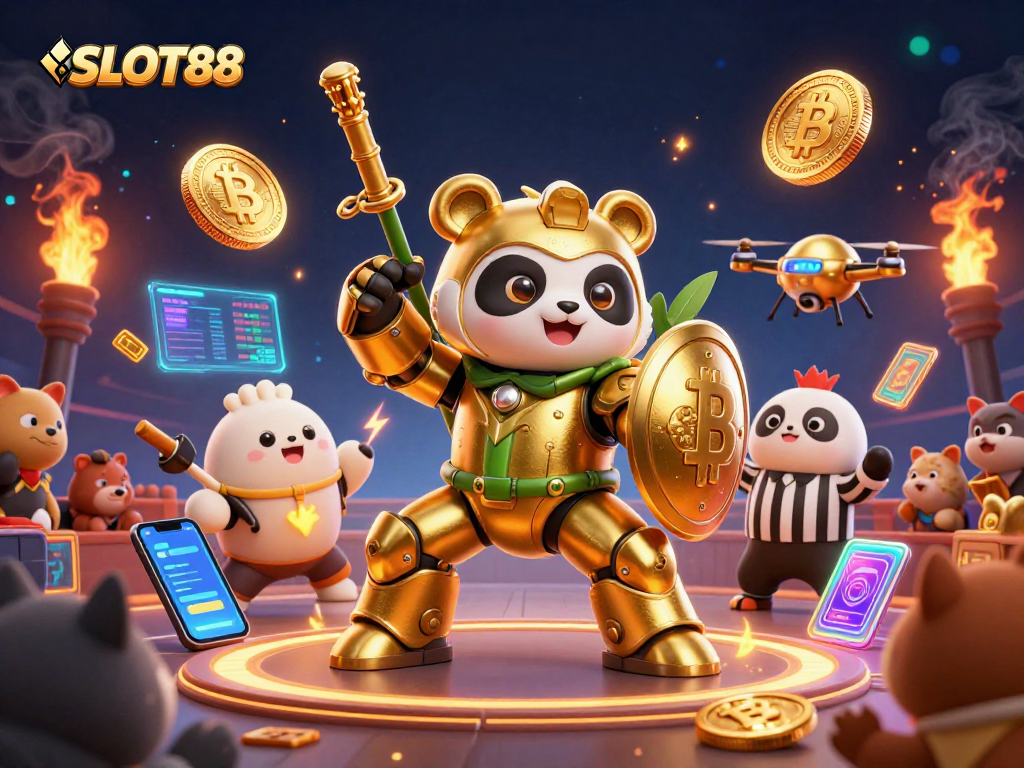 Mainkan SLOT88 dengan robot perang panda yang mengagumkan di arena, mengisi semangat kasino!