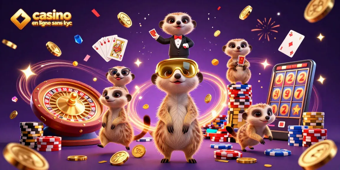 Gagnez aux jeux de casino en ligne sans KYC avec des meerkats animés en pleine action.