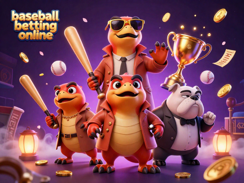 Engage in baseball betting online with a dynamic scene of raptors in a casino setting.