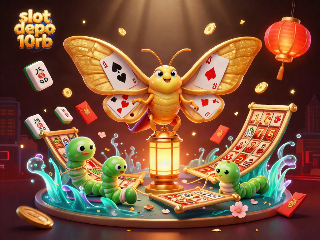 Experience excitement with slot depo 10rb as golden creatures weave casino magic amid vibrant 3D elements.