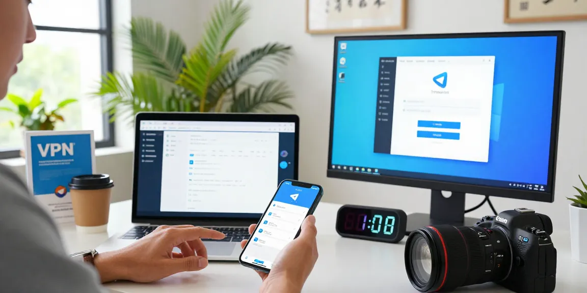 Step-by-step instructions in a bright workspace for telegram china login guide.