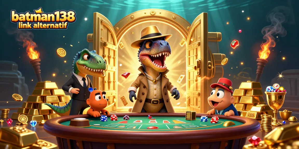 Engage with the excitement of batman138 link alternatif at a vibrant casino scene with dynamic characters.