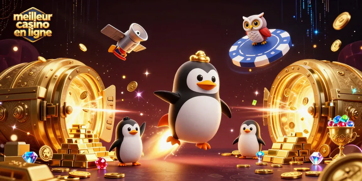 Découvrez l'univers du meilleur casino en ligne avec un pingouin d'or et des trésors virtuels.