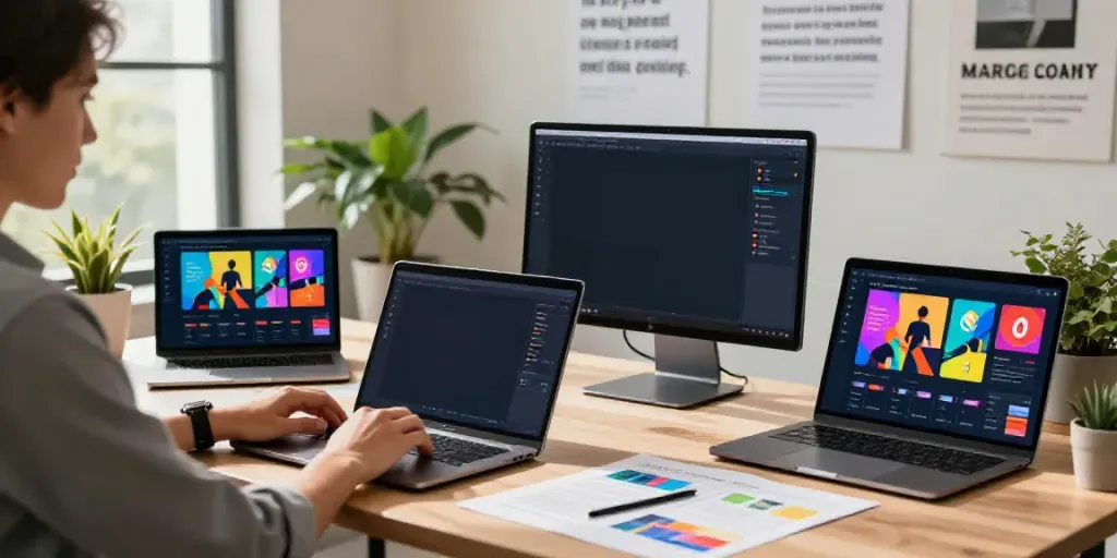 Learn how to use an AI marketing image generator in a vibrant workspace.