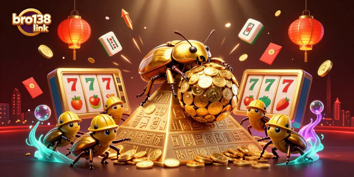 Spin the wheels and win with bro138 link in this vibrant casino illustration.