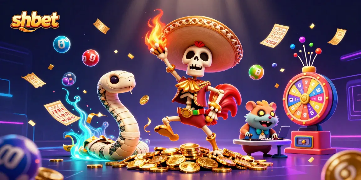 Experience vibrant excitement at shbet with lively characters and bustling casino elements in this illustration.