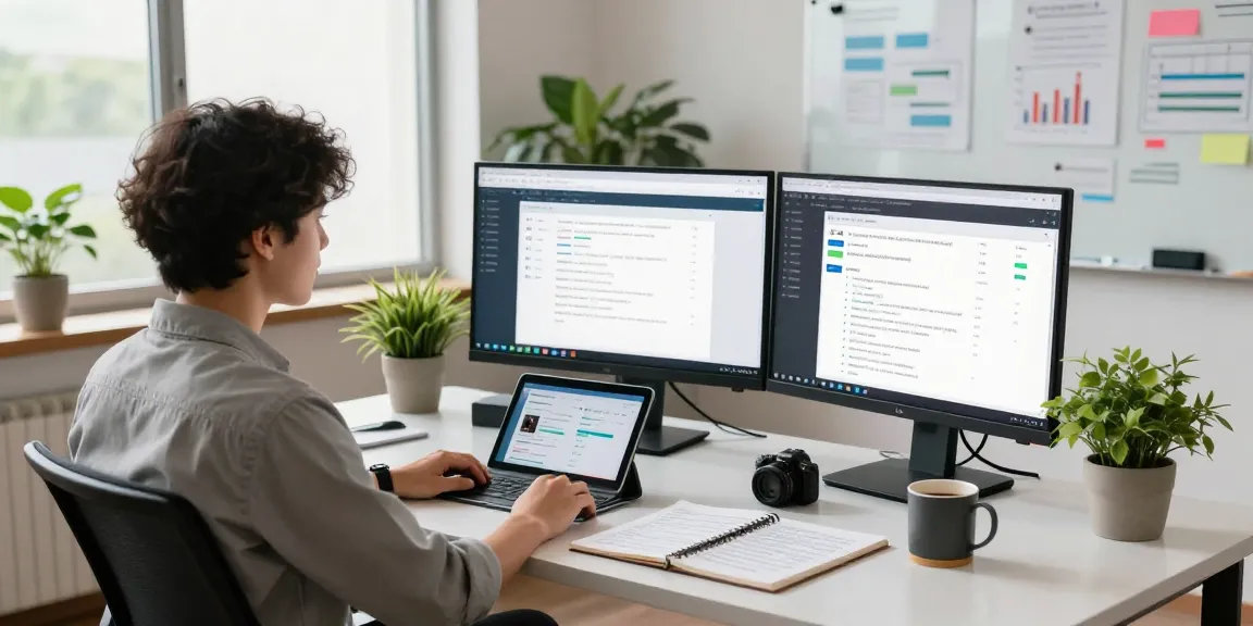 Data analyst using an ai detector in a modern office to ensure content safety.