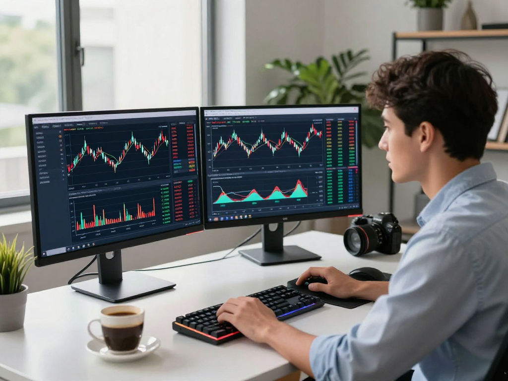 Developer analyzing real-time COMEX metal futures API data on dual screens in a modern office.