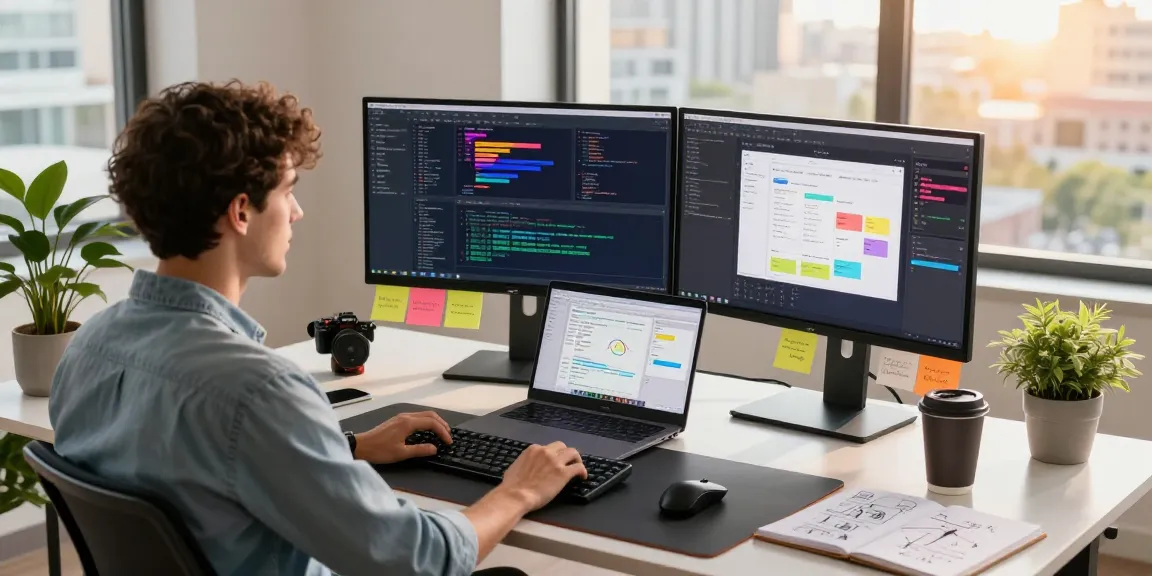 Developer using OpenClaw personal AI assistant to enhance coding workflow in a modern tech workspace.