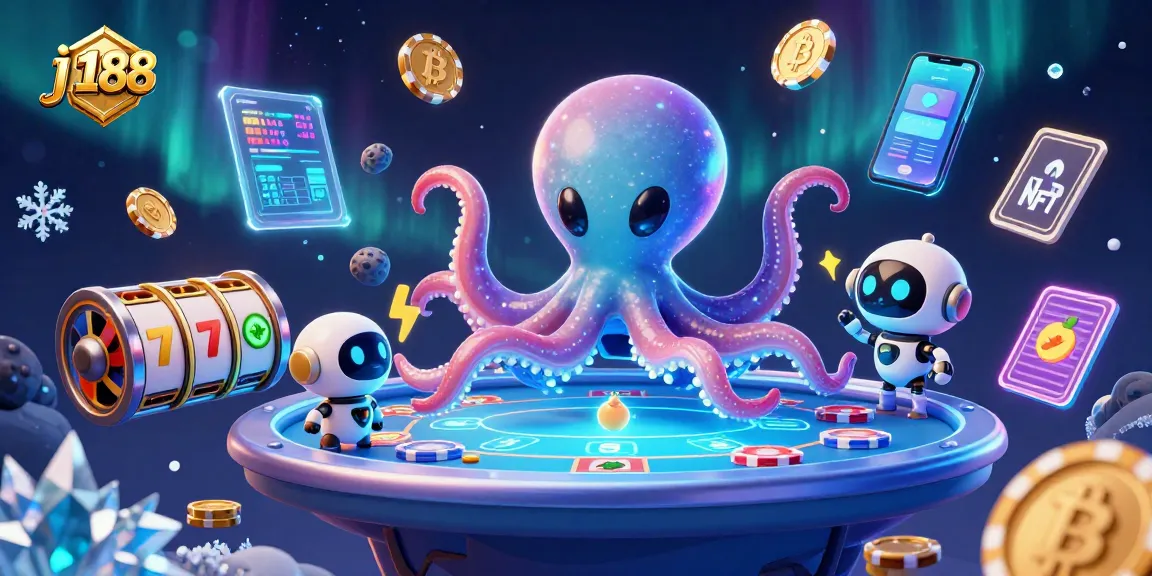 Engage in thrilling gameplay at j188 with vibrant slots and crypto features in this captivating illustration.