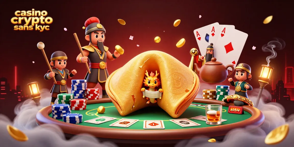 Gagnez à votre casino crypto sans KYC avec ce dragon sage, entouré de jeux de cartes.
