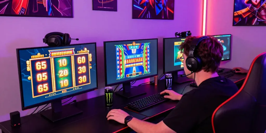 Pengalaman bermain situs slot dengan suasana ceria dan peralatan gaming yang menarik.