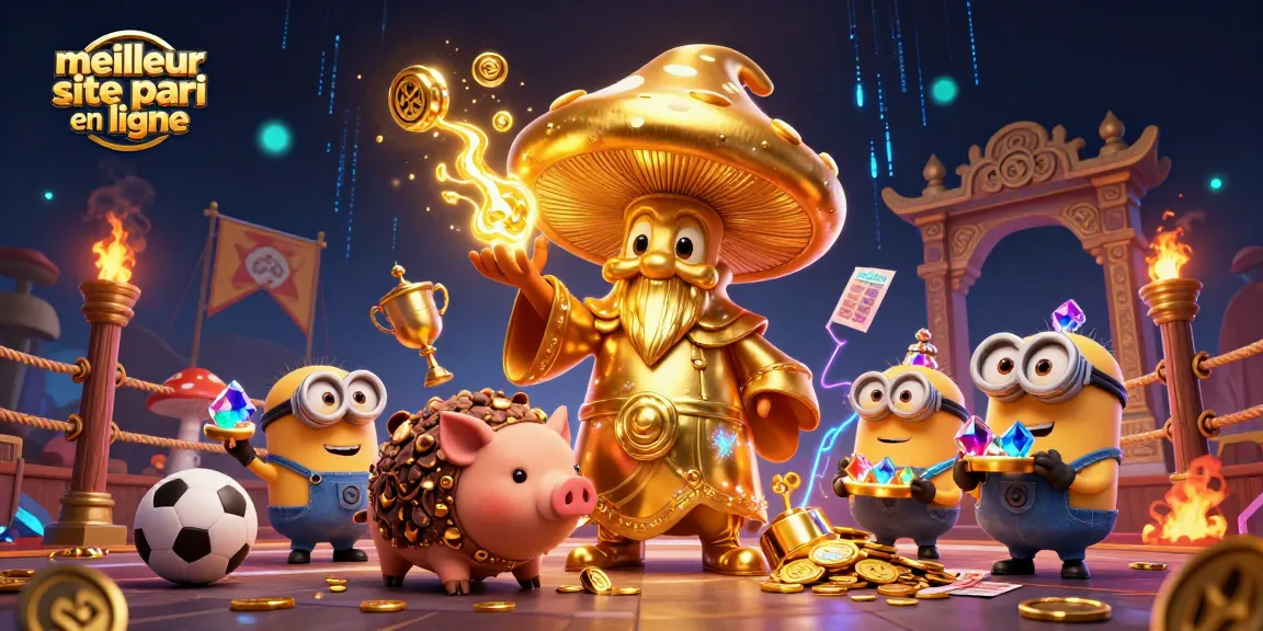 Découvrez le meilleur site de paris en ligne avec un wizard doré et un cochon truffier, dans un univers de paris sportifs.