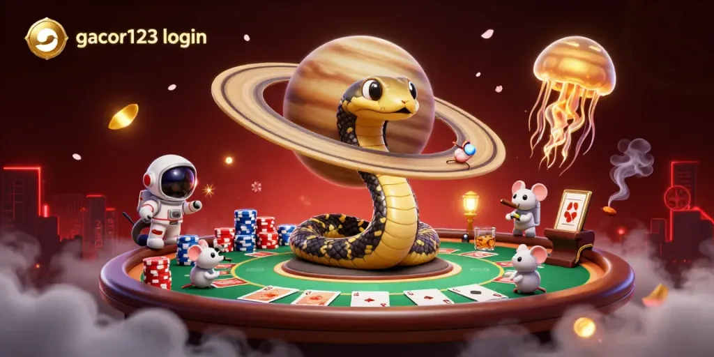 Experience the excitement of gacor123 login with dynamic characters in a vibrant casino-inspired scene.