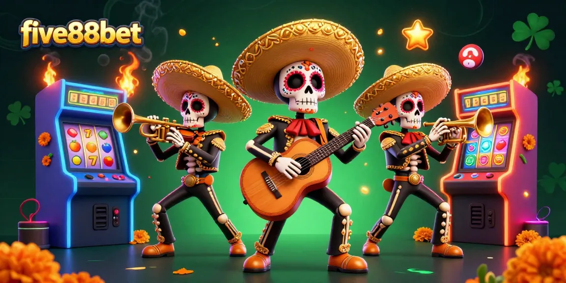 Experience thrilling gaming with the vibrant five88bet mariachi band amid colorful slot machines.