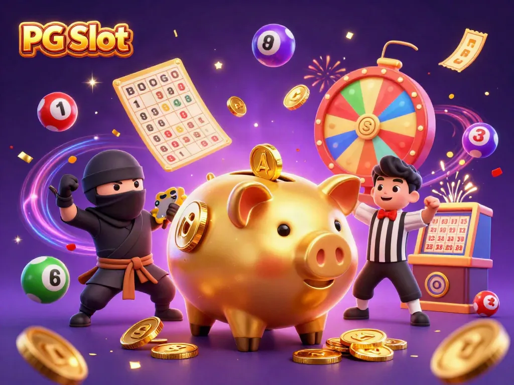 Menangkan permainan PG Slot dengan karakter sumo berkepala celah koin dan banyak koin emas berjatuhan.