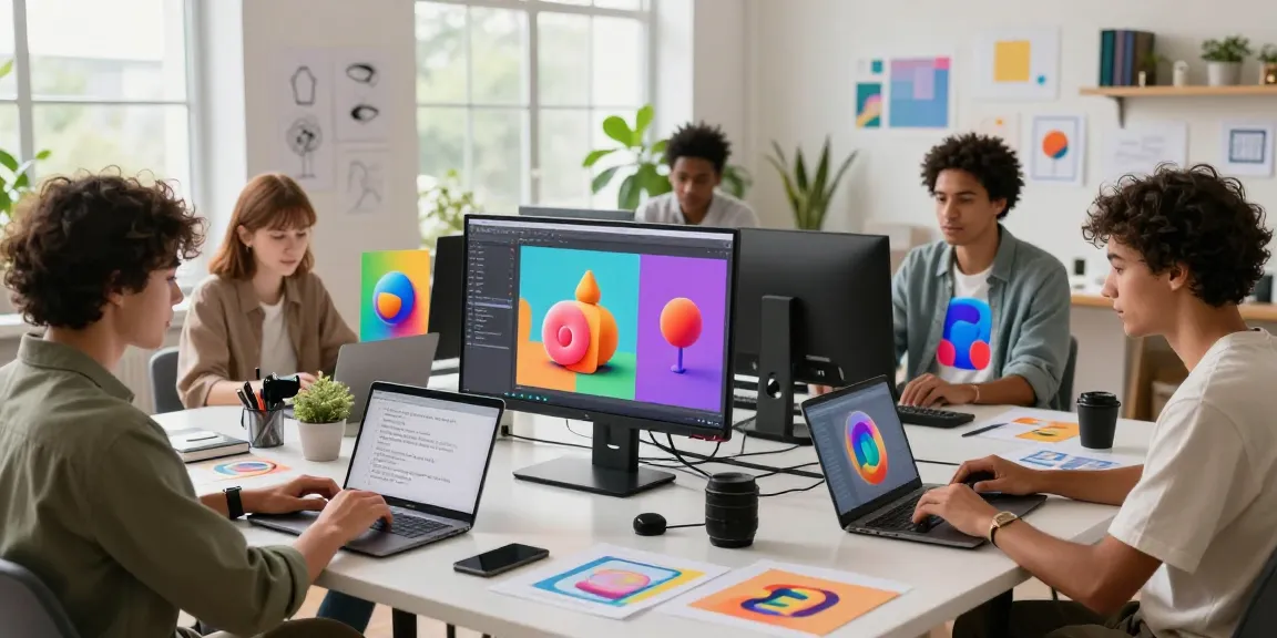 Digital artists collaborating using the innovative nano banana AI image editor in a vibrant creative workspace.