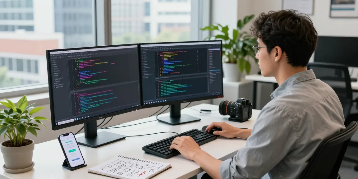 NAGA2000 software engineer coding in a modern workspace.