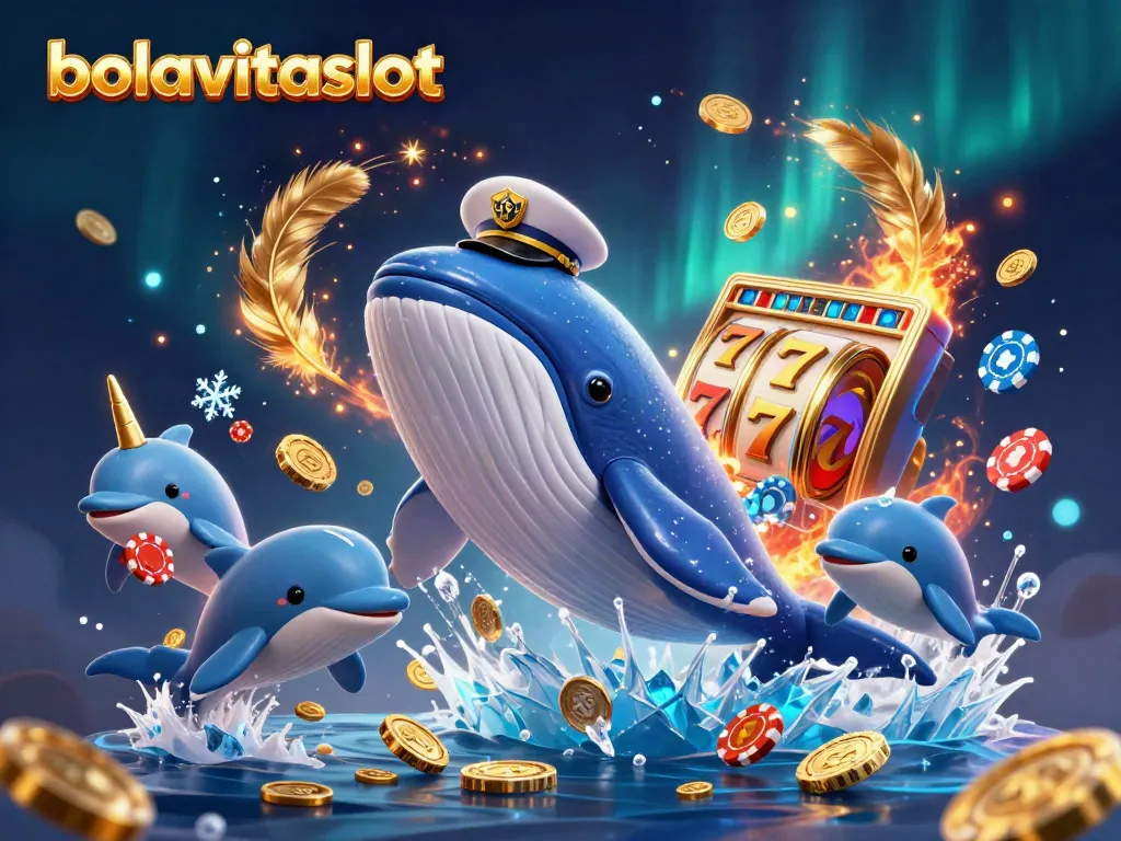 Experience thrilling gameplay with bolavitaslot as whales and dolphins celebrate winning big in a vibrant casino.