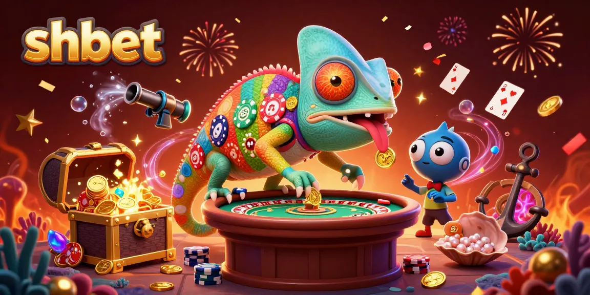 Experience thrilling action with shbet's dynamic chameleon casino owner surrounded by exciting game elements.