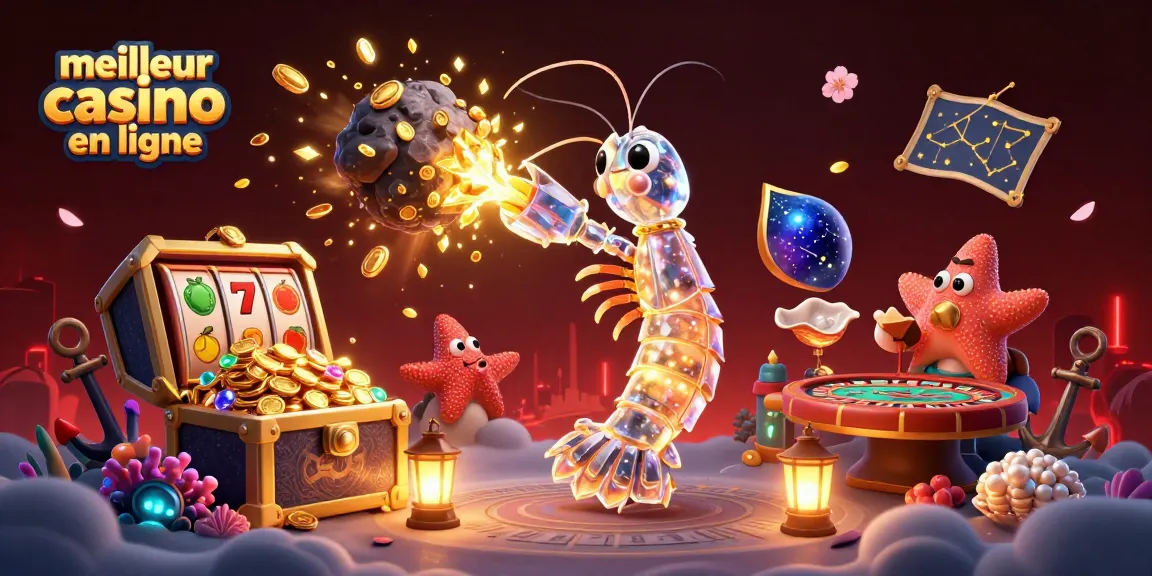 Image dynamique représentant le meilleur casino en ligne avec des personnages animés, des machines à sous et des éléments de jeu.