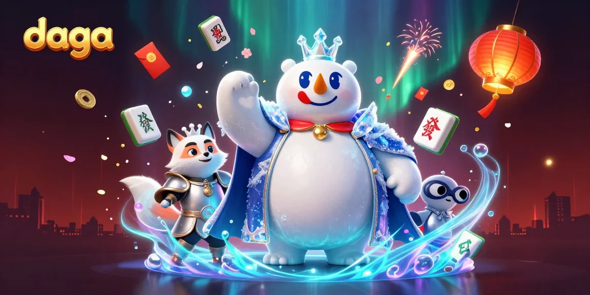 Experience thrilling gaming at daga with colorful casino elements and characters in a lush illustration.