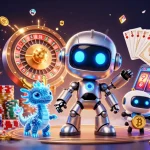 Experience thrilling wins with mpo500 as vibrant characters celebrate in a packed casino scene.