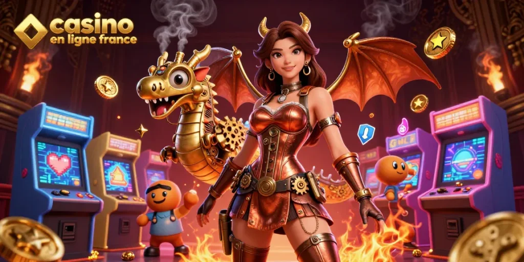 Participez à des aventures de jeu palpitantes au casino en ligne France avec des personnages 3D vibrants et des éléments d'arcade.
