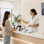 医療脱毛+クリニックの専門的なサービスを強調した歓迎する医療脱毛クリニック。
