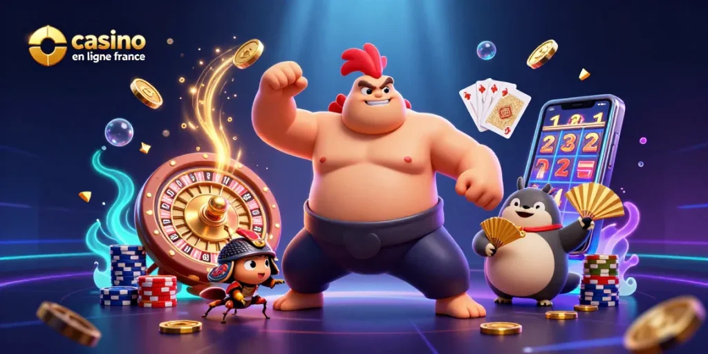 Vivez des moments de jeu palpitants au casino en ligne France avec un puissant coq et un grillon samouraï.