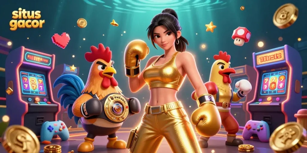 Experience the excitement of situs gacor with vibrant arcade elements and dynamic characters in action.