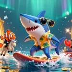 Découvrez l'excitation du casino en ligne France avec une scène sous-marine vibrante mettant en scène des personnages animés.