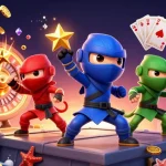 Engage with thrilling slot777 gameplay, featuring vibrant characters and energetic casino elements.
