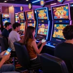 Engaging players enjoying slot games on a platform offering deposit pulsa tanpa potongan with zero fees.