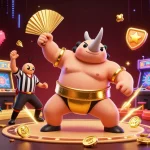 Join the excitement at tt88 as a beetle champion stomps coins in this vibrant casino scene.