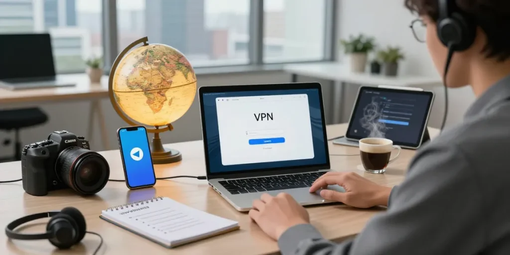 telegram china login guide in a professional workspace with technology setup