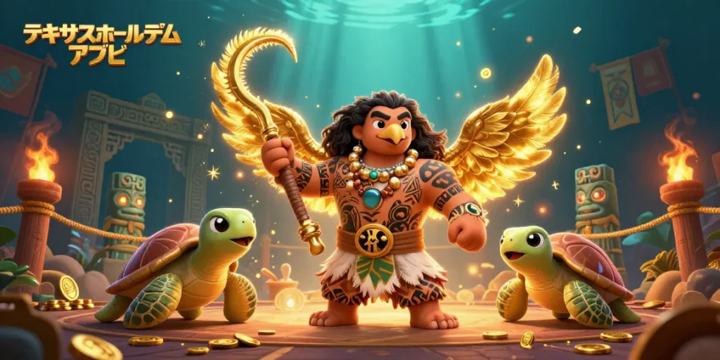 テキサスホールデム アプリを遊ぶための魅力的なキャラクターたちが描かれた3Dイラスト