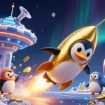 Menangkan jackpot di situs slot dengan penguin emas dan simbol buah berkilau.